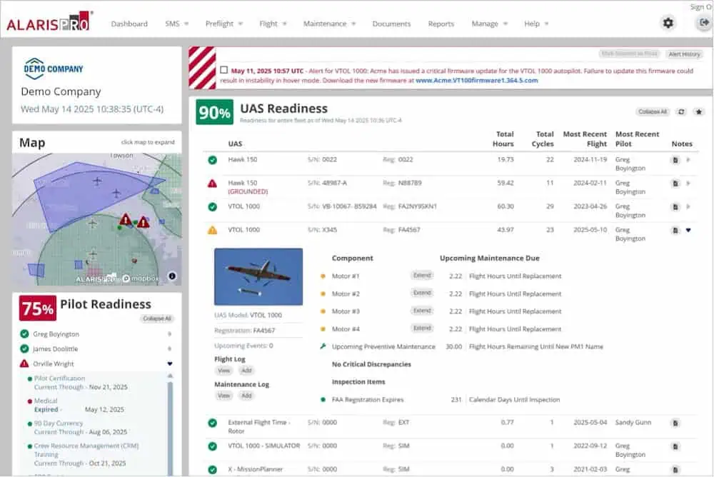 AlarisPro drone fleet management software