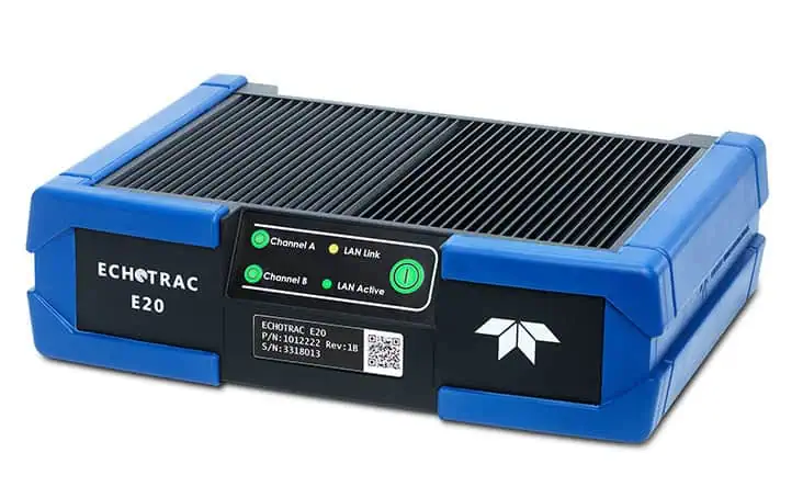 Portable Echosounder Sales Achieve Major Milestone - showcasing the technology in a sleek blue design.